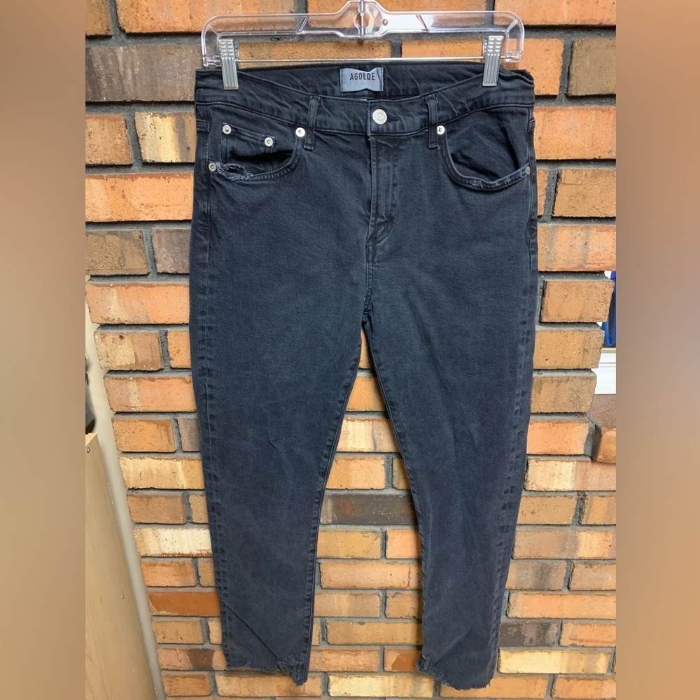 AGOLDE Toni Mid Rise Straight Leg Raw Hem Jeans